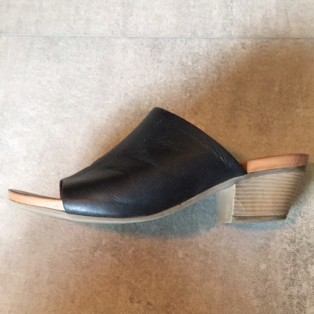 Bueno Black Leather Slides (2 inch heel)